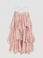Robe longue à volants en dentelle style européen et américain, coupe crayon amincissante en polyester, pour site web indépendant