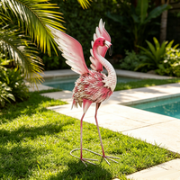 Grande statue de flamant rose rose pour jardin, décoration extérieure pour jardin, patio, pelouse, fontaine d'eau