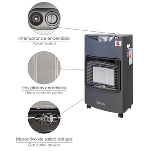 Stufa a Gas Infrarossi in Ceramica da 4,5 kW 3 impostazioni di potenza, con ruote, accensione piezoelettrica - Product Image 3