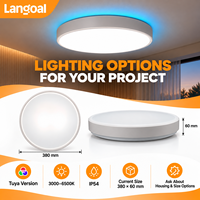 Plafonnier LED rond moderne avec rétroéclairage RGB, mode nuit doux, contrôle intelligent Tuya pour chambre à coucher et home cinéma