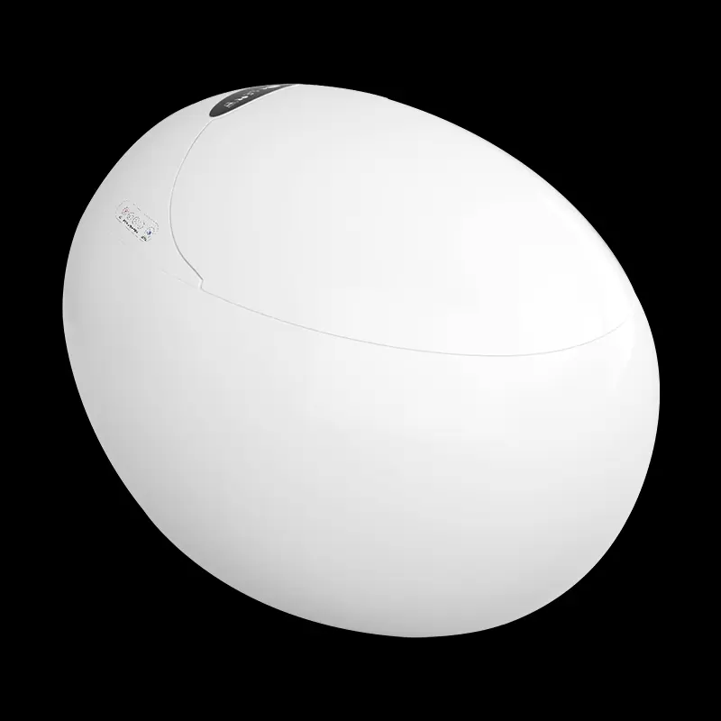 Artículos sanitarios de lujo Baño de cerámica inteligente Wc Sensor automático Forma de huevo Bidé Asiento de inodoro Remoto
