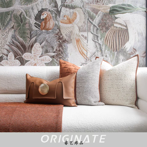RUIYI High-quality <strong>Orange</strong> Coffee Color Living Room Simple <strong>Pillow</strong> <strong>Pillow</strong> Cover Modern High-end Ins Sand Hair <strong>Pillow</strong> Cover - Product Image 5