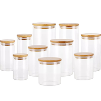 Bocaux de rangement en verre de cuisine Snacks Récipient de stockage scellé transparent Couvercles en bambou pour bocaux de stockage compartimentés