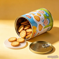 Boîte en fer blanc de qualité alimentaire, surface laquée, impression offset, couvercle à anneau facile à ouvrir, modèle 300 # 307 #   pour Biscuits Bébé