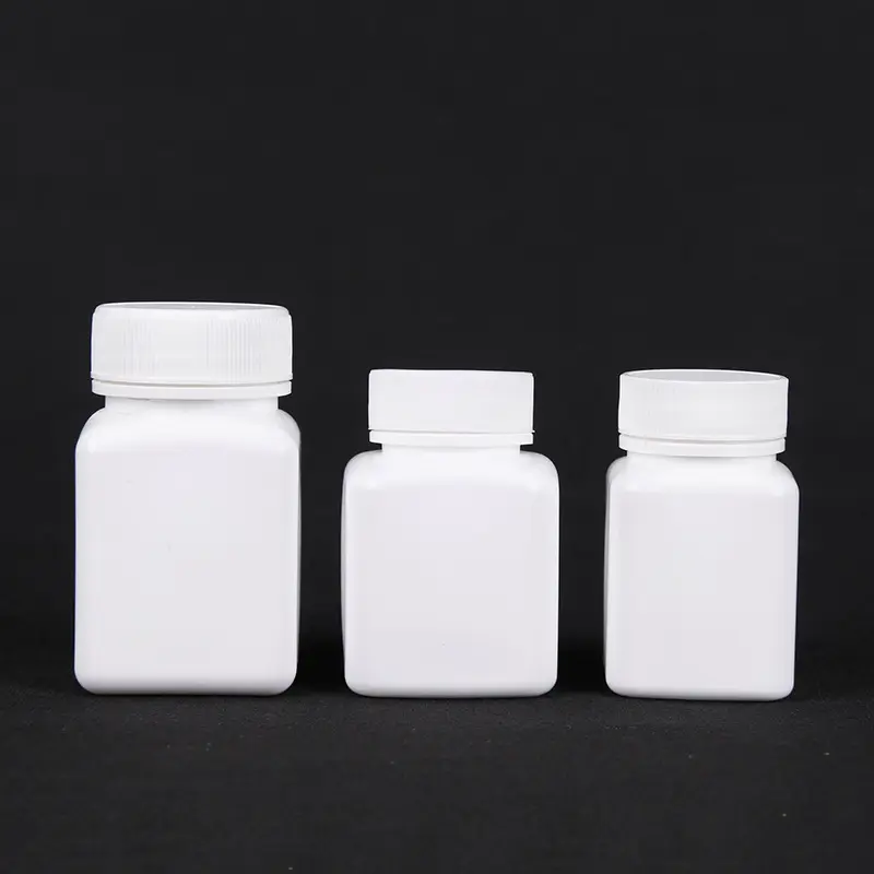 Bán buôn 30ml vuông nhựa HDPE Pill viên nang nắp an toàn y học chai dược container vitamin bổ sung chai