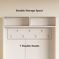 Banc d'arbre de hall 3 en 1 durable en MDF blanc Porte-manteau de rangement de chaussures réglable Organisateur d'entrée anti-basculement