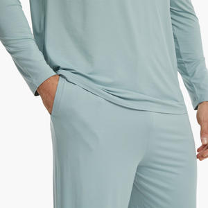 Custom Knitted Pyjamas Set 2 Pieces Long Sleeve Top and <b>Pants</b> Comfy Bamboo <b>Pajamas</b> <b>Men's</b> Clothing Manufacturer - Product Image 4