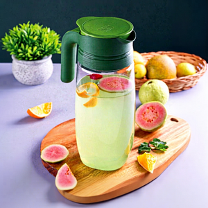 Carafe en verre transparent Anax 2000 ml avec couvercle en plastique, bec verseur anti-goutte, compatible lave-vaisselle et empilable - Design moderne pour les fêtes - Product Image 1
