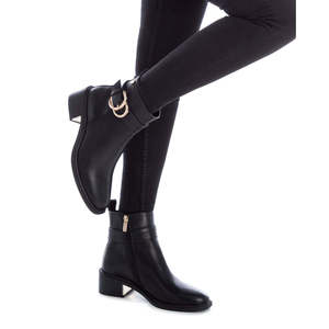 Stivaletti bassi da donna Xti neri 143103 in pelle con tacco largo alla moda - Product Image 5