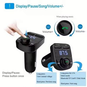 เครื่องส่งสัญญาณชาร์จในรถยนต์ USB X8 โทรแบบแฮนด์ฟรี เครื่องเล่น MP3 ไร้สายอเนกประสงค์ในรถยนต์ พร้อมที่ชาร์จ USB คู่ - Product Image 5