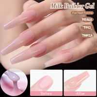ZRKGEL Gel de Construction Haute Dureté, Échantillon Gratuit, Idéal pour Débutants en Nail Art, Couleurs Nude Rose Blanc, Pot de 15ml, Faible Chaleur, Qualité Salon