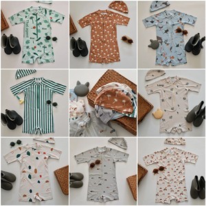 Ensemble de maillots de bain assortis pour bébés garçons <span class=keywords><strong>et</strong></span> filles, style coréen, directement de l'usine, léger, protection solaire, séchage rapide, motif floral de dessin animé - Product Image 2