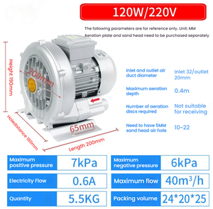 Alta Pressão Ventilador Centrífugo Pond Industrial Turbina De Vácuo De Alta Velocidade para Peixes Spa ar Anel Blower 2hp - Product Image 2