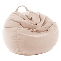 Pouf en velours côtelé beige (housse uniquement) doux et de qualité supérieure, rembourrable, pour organiser les jouets en peluche des enfants