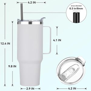 40 Oz Stainless Steel Tumbler Handle Vacuum Insulated 6-12 Hours <b>Thermal</b> Performance Reusable Travel Coffee <b>Mug</b> - Product Image 3