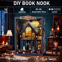 Blocs de construction créatifs Mystery Book Nooks, puzzle en bois 3D, kit de construction de maison de poupée miniature