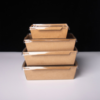 Eco Custom Printing Wegwerp 1200ml Afhaallocaties Kraft Papier Bakjes met Deksel Saladebox Voedselcontainer Gratis Samples