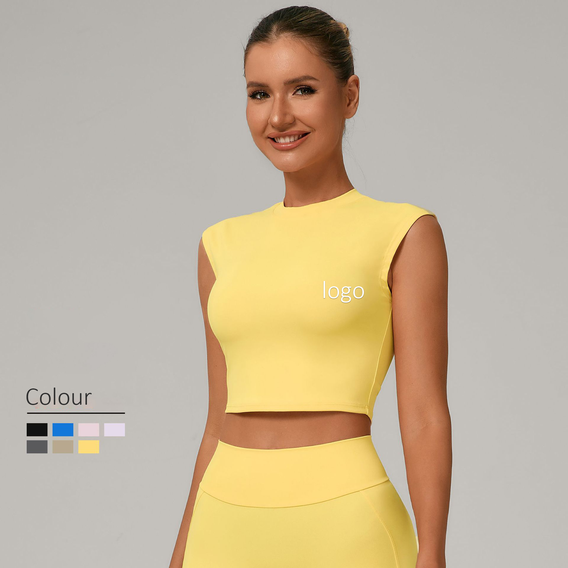 Seamless Custom Gym Quick Dry Solid Super Sleeveless Summer Skinny Fit Women Workout Crop Top Fitness Sport Yoga