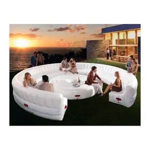 Factory Hot Selling Semi-Cirkel Opblaasbare Luchtdichte Sofa Meubels Voor Party, Opblaasbare Ronde Bank Met Tafel