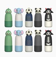 Nuevo Vaso Aislado con Cabeza de Animal de Dibujos Animados, Superventas. Vaso Infantil Personalizado de Acero Inoxidable 304 con Diseño de Balón de Fútbol