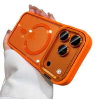 Étui de téléphone en métal avec objectif magnétique en acrylique pour iPhone 18 Pro Max, étui de protection anti-chute avec design de couleur unie