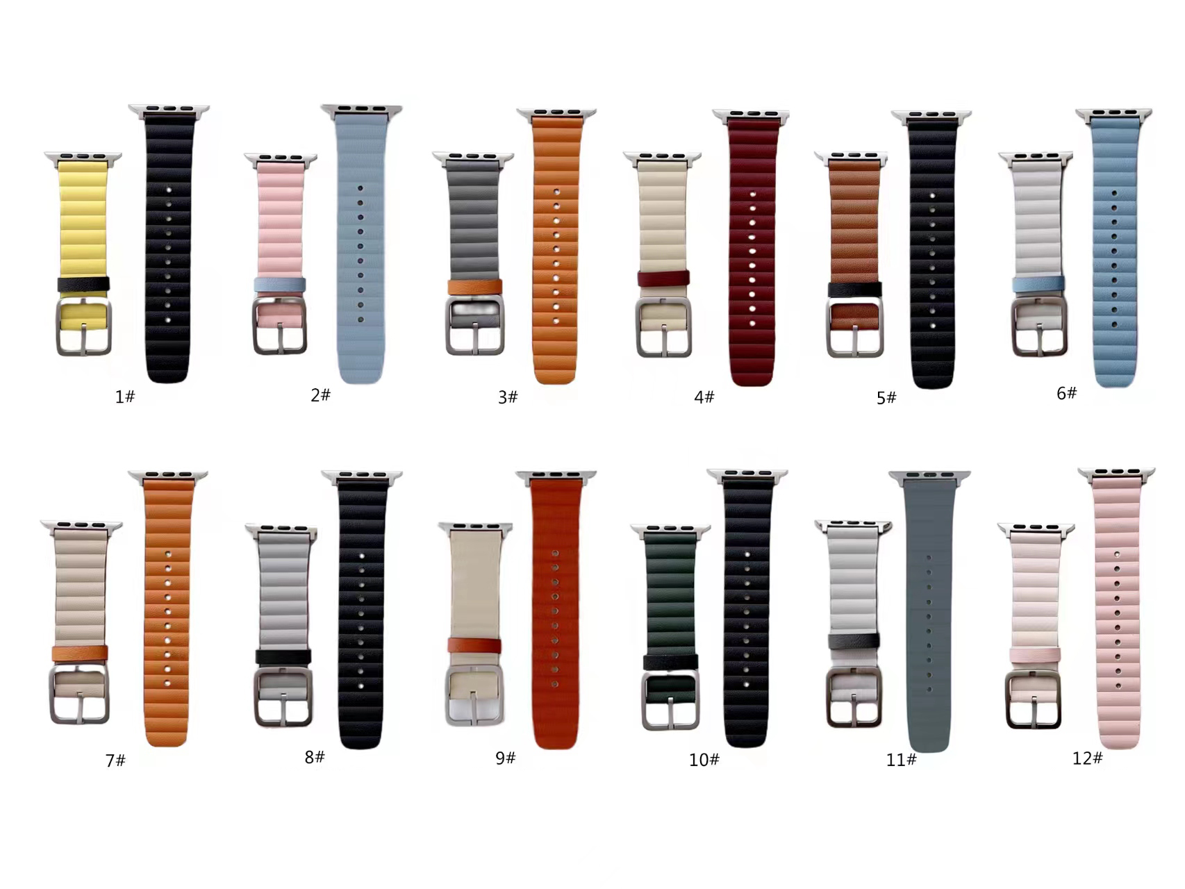 Luxury Adjustable Dual Color Leather Watch Band for Apple Watch Series 8 Ultra 7 6 Strap 49mm 45mm 41mm 44mm 40mm Bracelet