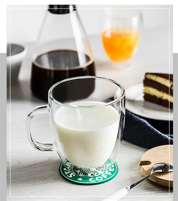 Double Wall Glass Coffee MugsGlass Clear Coffee Cups Insulated Glassware With Handle Large Latte Cappuccino or Tea Cup