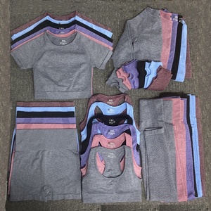 Conjunto de Yoga con Logotipo Estampado sin Costuras, Colorido, Talla Grande, Cintura Alta, Ropa Deportiva para Mujer, Venta al Por Mayor 2022 - Product Image 4
