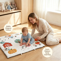 Tapis d'éveil réversible en velours pour bébé, motif pois gris, éducatif, pour le temps sur le ventre et l'éveil, 0-24 mois, décoration de chambre d'enfant