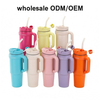 Mug Kopi Perjalanan Tumbler Vakum Isolasi Dinding Ganda Stainless Steel 30oz 890ml Custom dengan Sedotan