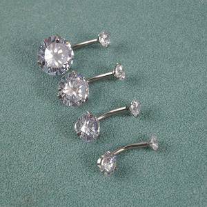 Thép không gỉ bụng rốn xuyên kích thước lớn cubic zircon bụng nút nhẫn cho phụ nữ chic thời trang piercing đồ trang sức 14 gam - Product Image 6