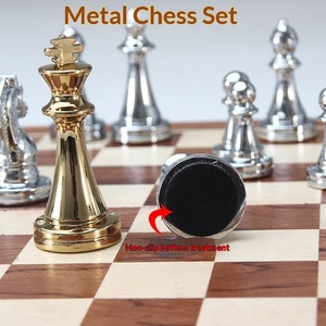 Juego de Ajedrez Metálico de Alta Gama Personalizado Directo de Fábrica, Ajedrez Plegable con Tablero y Caja de Regalo para Niños, Piezas de Ajedrez Occidentales - Product Image 2