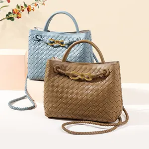 Supplier Wholesale 2024 new Fashion ladies Large hand bag PU Leather Woven Crossbody shoulder bags for women