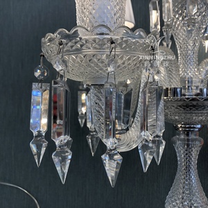 Pantalla de tela blanca contemporánea, lámpara de mesa decorativa, cristal de lujo, elegante, francés, romántico, interior, mesa, escritorio, luz de vela - Product Image 6