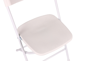 Chaise pliante légère et robuste en plastique blanc Conception de dos de ventilateur Charme intemporel pour mariages Réceptions de jardin Banquets formels - Product Image 5