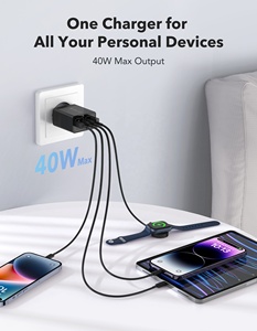 Chargeur de téléphone portable multi-ports HNT 40W avec prise EU/US/UK, charge rapide PD3.0, 1 port <span class=keywords><strong>USB</strong></span>-A + 3 ports <span class=keywords><strong>USB</strong></span>-<span class=keywords><strong>C</strong></span>, avec protection OVP - Product Image 5