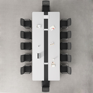 Table de formation rectangulaire en bois massif moderne, grand bureau de conférence minimaliste, table de négociation d'équipe personnalisable - Product Image 2