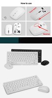 Ensemble clavier et souris sans fil mini 2,4 G léger, alimenté par batterie, USB, clavier chocolat, souris ergonomique, 1600 DPI
