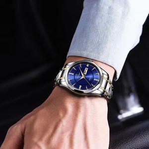 Drioshipping Reloj de pulsera de negocios de lujo para hombres 40mm Aleación de acero inoxidable Luminoso 30M Característica deportiva impermeable - Product Image 5