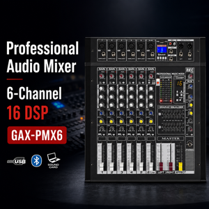 Console de mixage amplifiée professionnelle PMX6 6 <span class=keywords><strong>canaux</strong></span> 450W avec 16 DSP, égaliseur 7 bandes, Bluetooth, carte son USB pour scène et église - Product Image 6