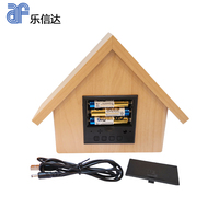 Jam Alarm Kayu Modern untuk Meja, Bentuk Rumah, Digital LED, Elektronik, Kecil, Dekorasi Rumah Tangga, Kalender Meja, EMAF