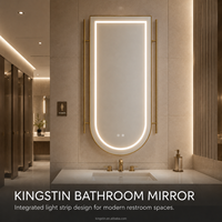 Kingstin Miroir Salle de Bain LED Cadre Inox Anti-Buée Tactile Intelligent Variable 3 Couleurs Miroir Mural Arche