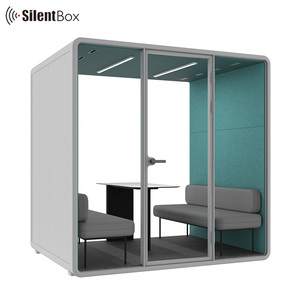 Cabine de travail mobile insonorisée pour réunions, diffusion en direct et bureaux, 4 places, pour bibliothèques et immeubles de bureaux - Product Image 2