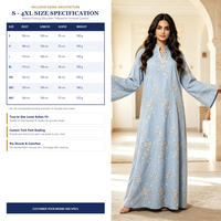 Robe longue Kaftan brodée florale personnalisée, col mandarin fendu, manches cloche, en coton slub respirant – Fabricant