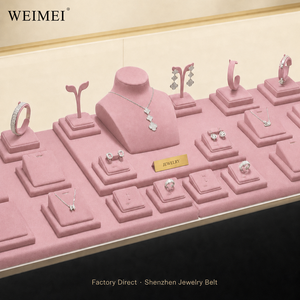 Présentoir de bijoux en microfibre OEM personnalisé pour comptoir de magasin, buste de présentation pour bagues, colliers, boucles d'oreilles, bracelets, accessoires de vitrine de bijouterie - Product Image 1