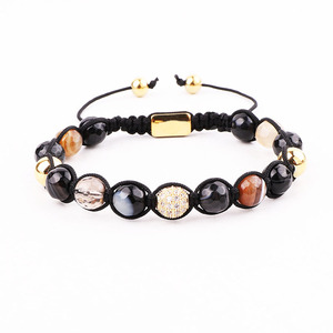 Chất Lượng Cao Thiết Kế Mới Mặt Đá Quý Mã Não Đen Smoky Quartz Stone Tùy Chỉnh Tình Bạn Macrame Bracelet Phụ Nữ Người Đàn Ông - Product Image 1