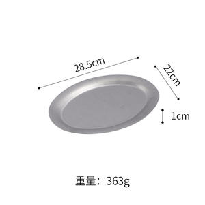 Vintage buzlu Oval 304 paslanmaz çelik yemek tabağı için Cafe tatlı kek meyve salata tepsisi kamp açık plaka seti - Product Image 6