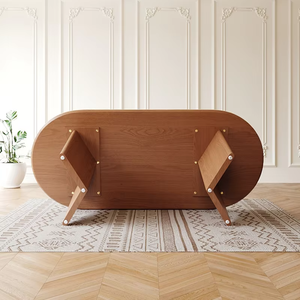 Bắc Âu Pháp Retro Hình Bầu Dục Gỗ Phòng Ăn Bảng 6 Chỗ Ngồi Óc Chó Nhà Hàng Bàn Ăn Tối Và Ghế Đặt Đồ Nội Thất Nhà Bếp - Product Image 4