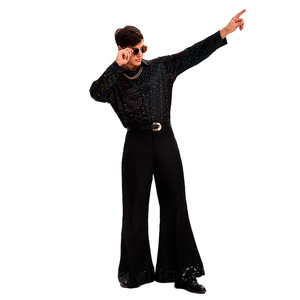 Pantalones de Campana de Halloween, Peluca, Top, <span class=keywords><strong>Disfraz</strong></span>, Poliéster, Discoteca de los 70, Hippie, <span class=keywords><strong>Disfraz</strong></span> Nostálgico de los 80 para Hombre - Product Image 6