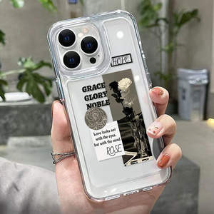 Pour <span class=keywords><strong>iPhone</strong></span> 14 13 12 11 Pro Max XSmax XR X XS 7 8 Plus <span class=keywords><strong>coque</strong></span> souple tout compris Transparent noir TPU Rose étui de téléphone portable - Product Image 4